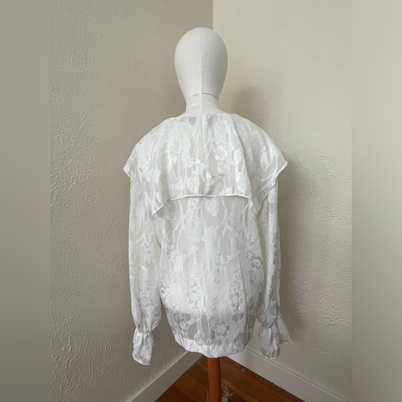 Vintage Floral Sheer Blouse with Collar - Picture 5 of 6